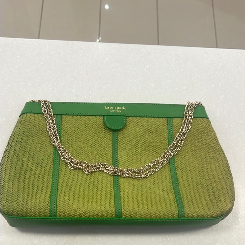 Kate Spade Green Woven Chain Shoulder Bag